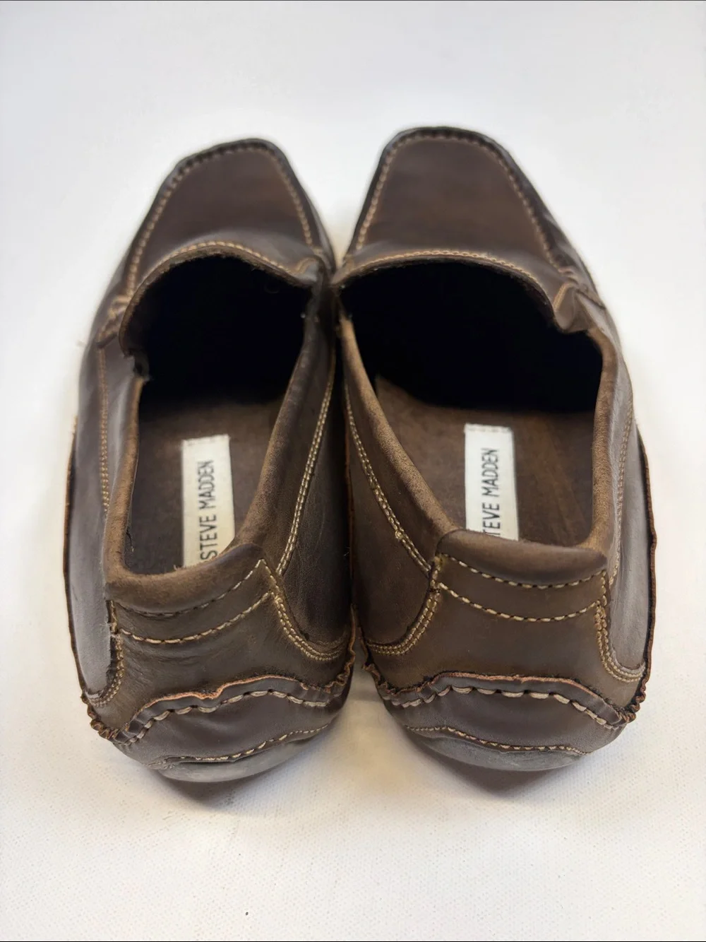 STEVE MADDEN ROCKKIT MENS SIZE 10 BROWN LEATHER LOAFERS SLIP ON DRIVING SHOES